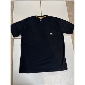 Vintage CAT Caterpillar Black Trademark Logo Construction Shirt Size X Large